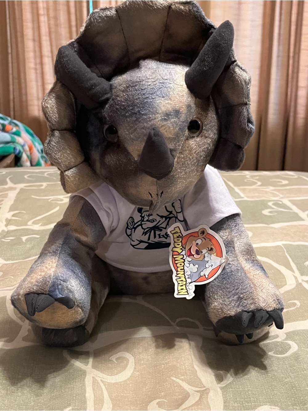 Teddy Mountain Triceratops Plush Gray/Black w/ Shirt, Washable